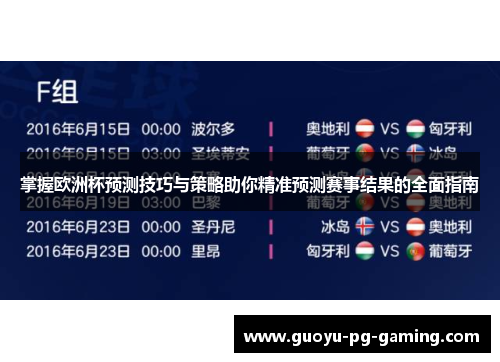 掌握欧洲杯预测技巧与策略助你精准预测赛事结果的全面指南